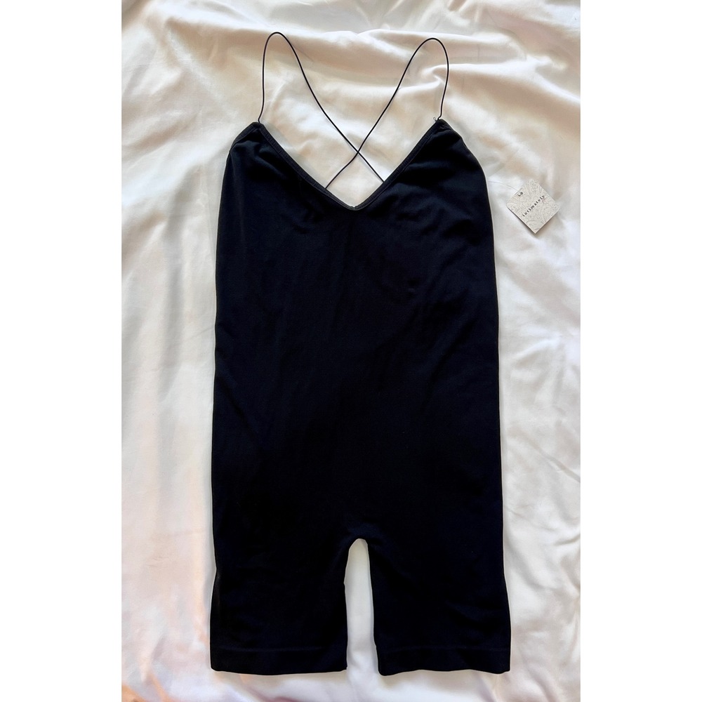 Free People Intimately Black Seamless Romper Bodysuit NWT Strappy Back  XS/S - Picture 2 of 4